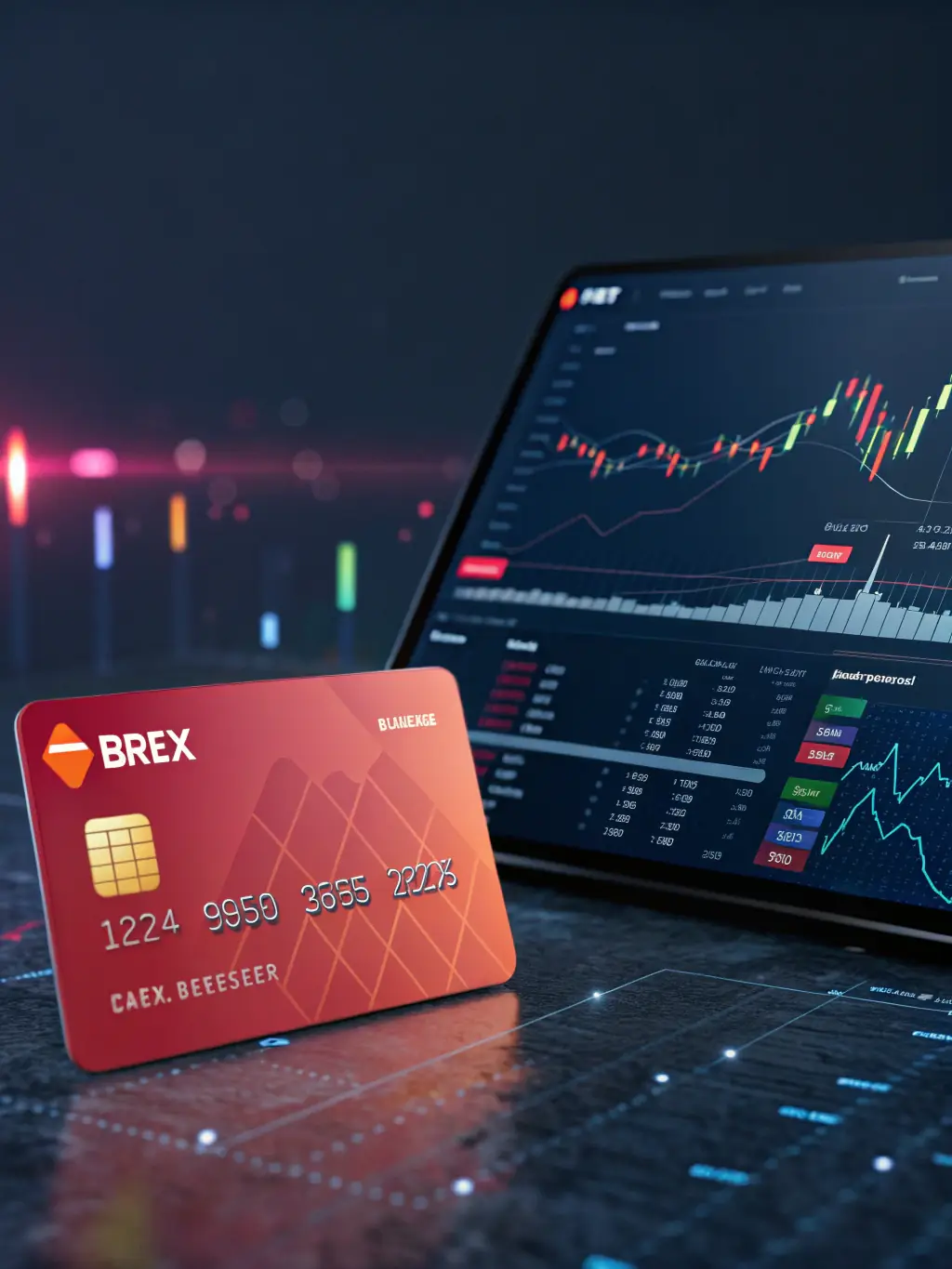 A professional photo of a Brex card, showcasing its sleek design and highlighting its use for business expenses.